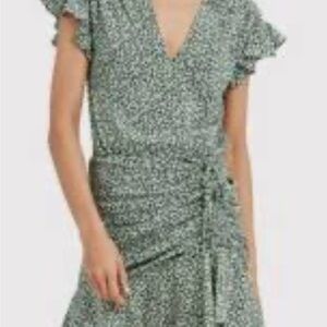 Veronica Beard Green Ruched Wrap Mini Dress